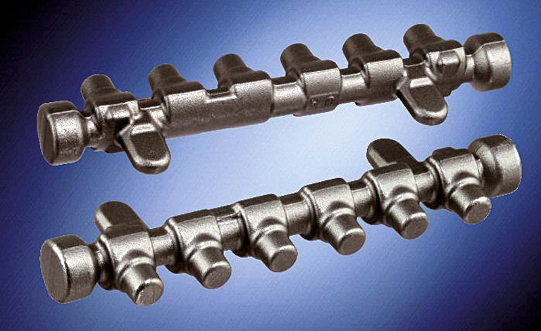 Bild 6: Dieses gewichtsoptimierte Common-Rail-Bauteil mit Durchmesser- einzügen kann schmiedetechnisch sehr effizient gefertigt werden.  (Bild: Hirschvogel)