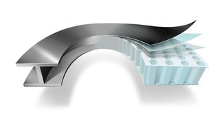 Wirkweise und Aufbau einer Sandwichstruktur mit Wabenkern-Thermhex. (Fraunhofer IMWS)