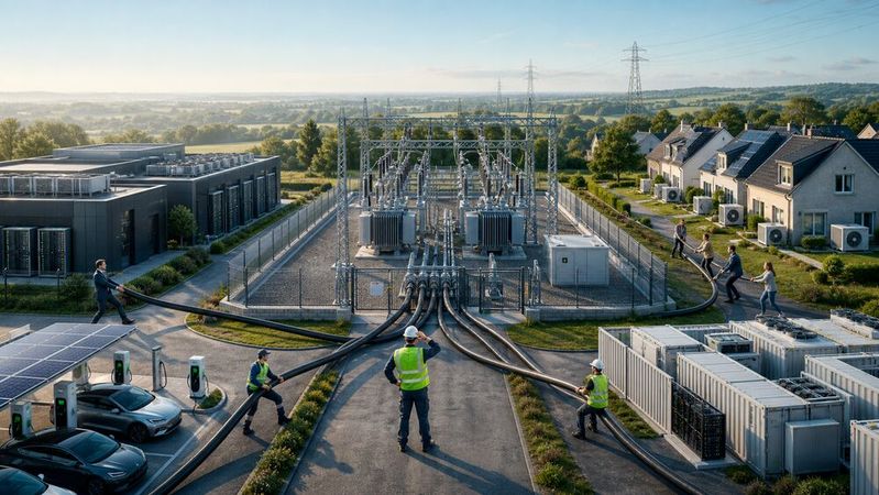 Im Kontext der Energiewende konkurrieren Rechenzentren mit anderen Verbrauchern um knappe Anschlussleistungen. Umso wichtiger ist die Abstimmung zwischen Datacenter- und Netzbetreibern.(Bild:  Daniel Schrader / GPT Image 2 / KI-generiert)