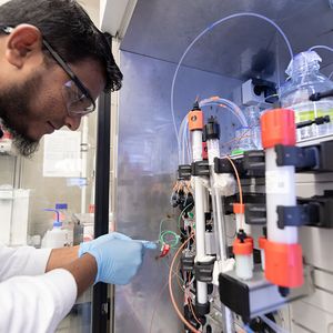 Umar Hameed performs size-exclusion chromatography, an important step in the purification of proteins. 