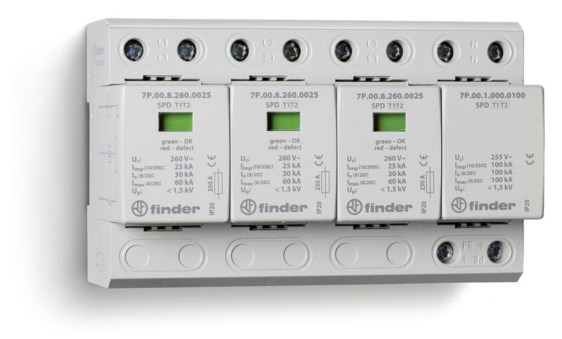Die Überspannungsschutzgeräte sind modular aufgebaut und bieten den passendne Schutz für jede Anwendung. (Bild: Finder)
