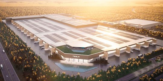 Geldvernichter! Die Tesla-Werke in Grünheide (Bild) und Austin in Texas sind nach Ansicht von Elon Musk gigantische Geldverbrennungsöfen. Musk redet von Milliardenverlusten.(Bild:  Tesla)