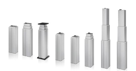 Die LC1 Deskline von Linak ist eine leistungsstarke, dreiteilige Aluminiumhubsäule.(Bild:  Linak)