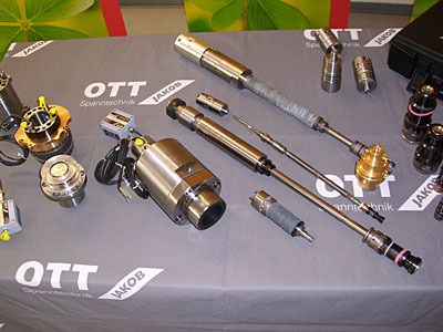 Spannsysteme von Ott, zum Beispiel automatische Werkzeugspannsysteme, Steilkegel-Spannzangen, Drehdurchführungen, Spannpatronen,  Palettenspanner und   Einzugskraftmessgeräte.   (Archiv: Vogel Business Media)