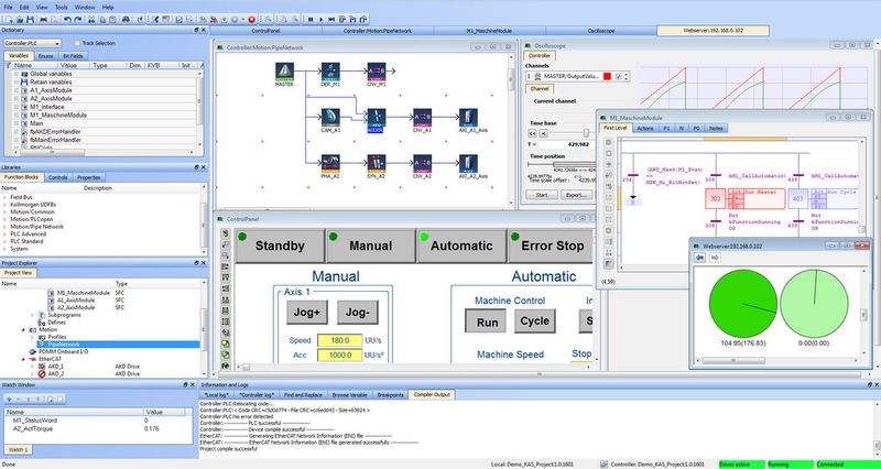 Die Bedienoberfläche des Embedded-EtherCAT-Konfigurationstools der Software-Version 2.8 der Kollmorgen Automation Suite (KAS) (Bild: Kollmorgen)