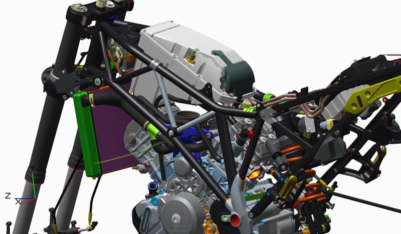 ...des Fahrgestells und der elektrischen Komponenten in einer Baugruppe. (Bild: KTM)