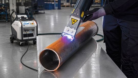 Vom Laserschneiden und -schweißen bis hin zur Laserreinigung mit dem handgeführten Reinigungslaser CL 500iM Mobile (im Bild): IPG Photonics zeigt verschiedene Lasertechnologien auf der Euroblech 2026.(Bild:  IPG Photonics)
