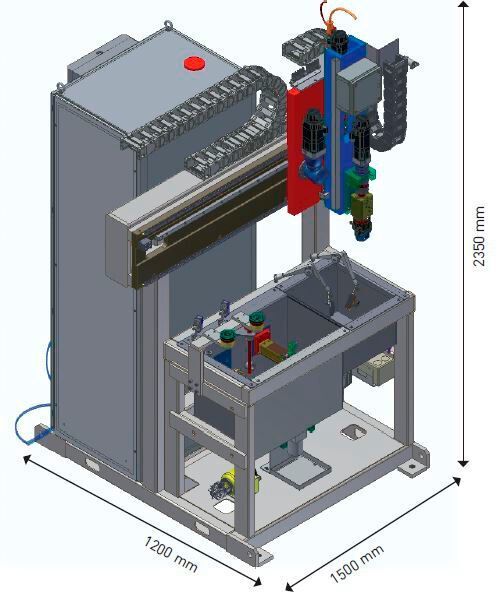 Die Ultraschallstation kann als Stand-Alone ausgeführt, sowie in ein vollautomatisiertes
Anlagenkonzept eingebunden werden. (Karl H. Arnold Maschinenfabrik GmbH & Co.KG)