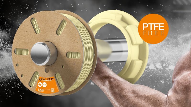 Mit Iglidur i190PF hat Igus ein hochstabiles Filament für den 3D-Druck von verschleißfesten und PTFE-freien Sonderteilen entwickelt.(Bild:  Igus)