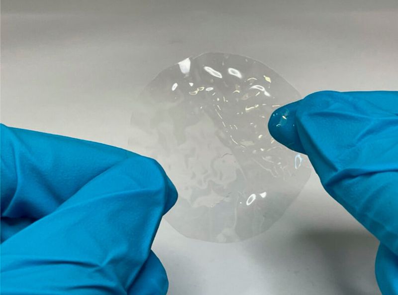 Der neu hergestellte Bio-Kunststoff besteht aus hydroplastischen Polymeren, welche weich sind und sich bei Kontakt mit Wasser formen lassen. (Kai Zhang)