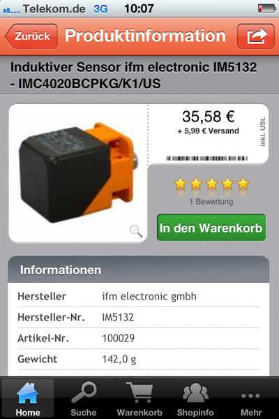 Die App enthält zudem übersichtliche Produktkategorien, Produktsuche via Barcode-Scanner, direkte Bestellmöglichkeit sowie Nachverfolgung und Übersicht der Bestellungen.  (Automation24)