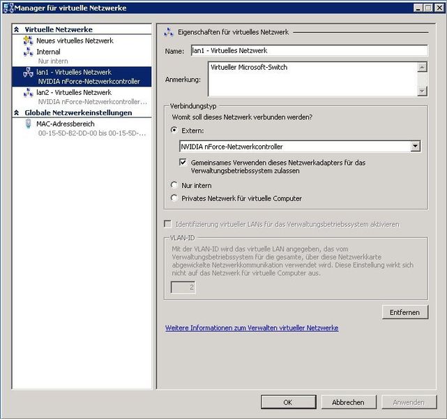 Abbildung 1 - Verwaltung der Netzwerke im Hyper-V-Manager (Archiv: Vogel Business Media)
