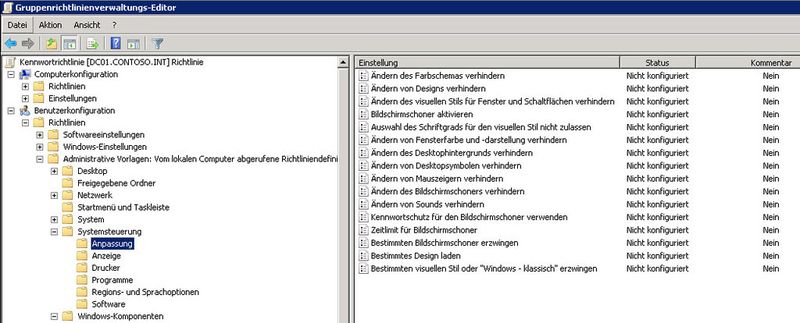 Administratoren sollten zusätzlich auch die Einstellung aktivieren, dass nach gewisser Zeit der Bildschirmschoner aktiviert wird und der Anwender zum Entsperren ein Kennwort eingeben muss. Das ist vor allem dann sinnvoll, wenn Anwender ihren Platz verlassen. Die Einstellungen für Bildschirmschoner sind unter „Benutzerkonfiguration/Richtlinien/Administrative Vorlagen/Systemsteuerung/Anpassung“ zu finden. (Archiv: Vogel Business Media)