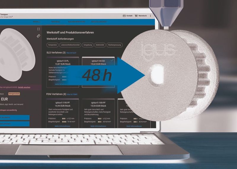 Rapidité, flexibilité et rentabilité : les plastiques haute performance optimisés en tribologie d'igus transforment l'impression 3D industrielle. (Source : igus)