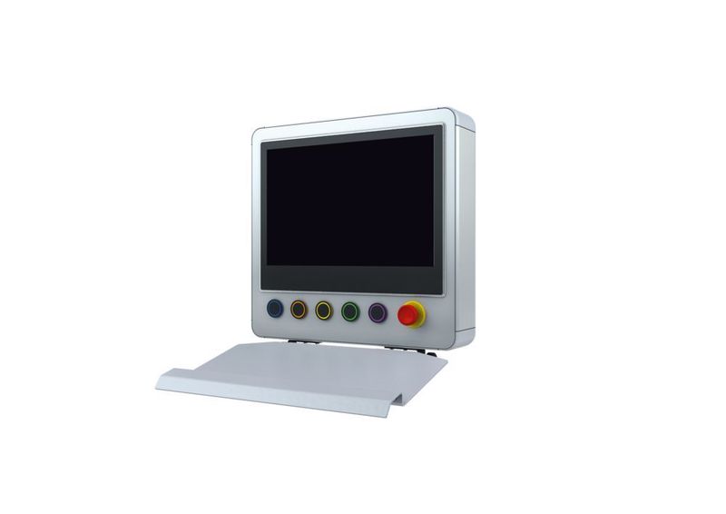 Mit Tastaturablagen wie hier im Bild oder Handgriffen und weiterem Zubehör lässt sich das Profi-Panel Gehäuse leicht auf die Kundenanforderungen maßschneidern.  (Rolec Gehäuse-Systeme )