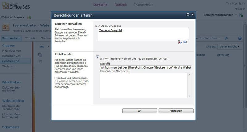 Um Benutzer einer Gruppe zuzuweisen, klicken Sie auf die entsprechende Gruppe und wählen dann „Neu\Benutzer hinzufügen“ aus. Geben Sie den Namen des Benutzers ein und klicken auf den Haken. Speichern Sie die Änderung, erhält der Anwender auch automatisch eine E-Mail mit den neuen Berechtigungen. (Archiv: Vogel Business Media)