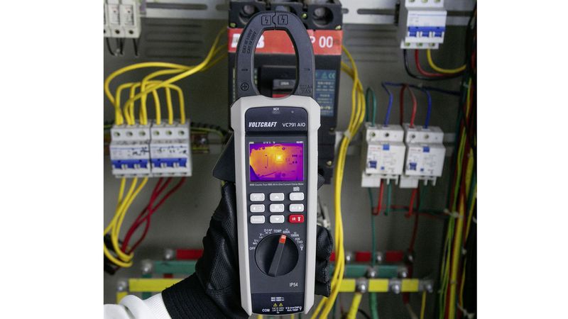 Hotspot-Erkennung ohne Berührung, Neutralleiter-Messung, Oberschwingungsanalyse – alles in einem Gerät: Die neue Stromzange VC-791 wurde speziell für die Anforderungen moderner Instandhaltungsszenarien konzipiert.(Bild:  Conrad Electronic)