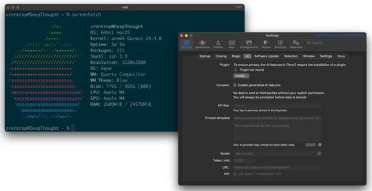 iTerm2 ist deutlich leistungsfähiger als das bei MacOS beiliegende Terminal.app.(Bild:  iTerm2)