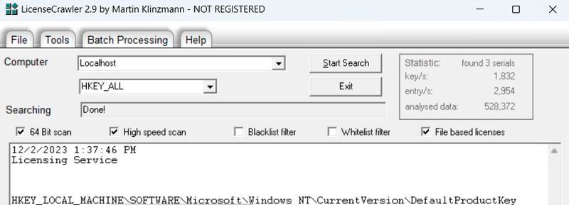 „Licensecrawler“ erfasst Seriennummern. (Bild:  Thomas Joos)