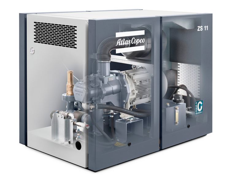 Schraubengebläse des Typs ZS 11: Im Gegensatz zu den bisher üblichen Drehkolbengebläsen arbeiten die ZS-Gebläse von Atlas Copco mit ihren Schraubenelementen nach dem Prinzip der inneren Verdichtung. Das steigert die Energieeffizienz und vermeidet Pulsationen – die Prozesssicherheit steigt. Sie liefern bis zu 1200 mbar Druck. (Bilder: Atlas Copco)