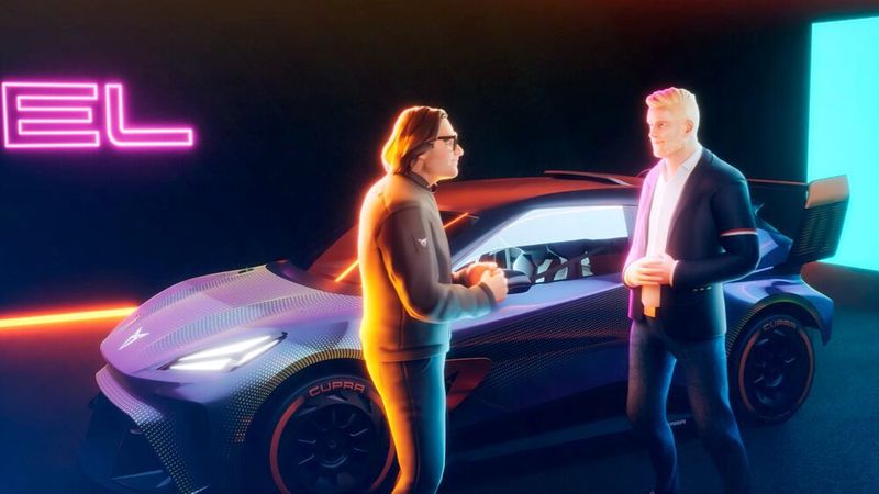 Cupra will auch in der virtuellen Welt auf Kundenfang gehen. Wie das funktionieren soll, besprachen auf einer Videokonferenz die Avatare von Strategiechef Antonino Labate (li.) und Vorstandsboss Wayne Griffiths. (Seat)