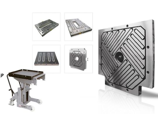 Das Handling von Werkzeugen und Formen über die gesamte Prozesskette des Kunststoff-Spritzgießens und Gummipressens klappt mit Roemheld-Systemen schnell und sicher. Zu sehen auf der Fakuma 2023 in Halle A1. Das Bild zeigt nur einen kleinen Ausschnitt davon ...(Bild:  Roemheld)