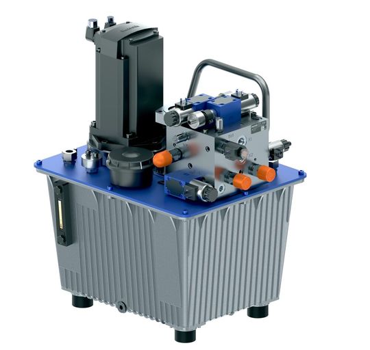 Das universell einsetzbare Einzelaggregat «ABKAG» wird um eine grössere Leistungsklasse ergänzt und ist nun auch mit Steuerblöcken der Nenngrösse NG16 verfügbar.(Bild:  Bosch Rexroth AG)