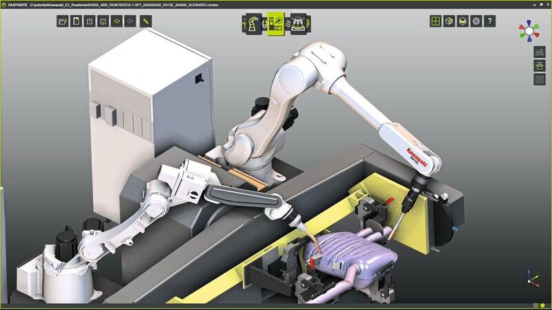 Die Fastsuite Edition 2 als 3D-Layout- und -Simulationssoftware für Kawasaki-Roboter. (Cenit)
