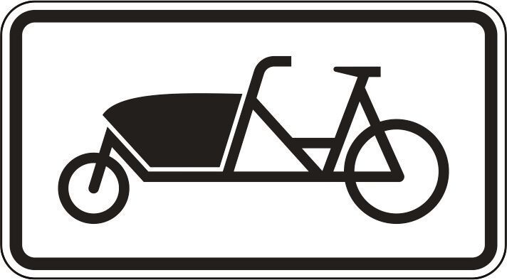 In bestem Antsdeutsch: Das neue Verkehrsschild ZZ 1010-69 für ein „Fahrrad zum Transport von Gütern oder Personen – Lastenfahrrad“.