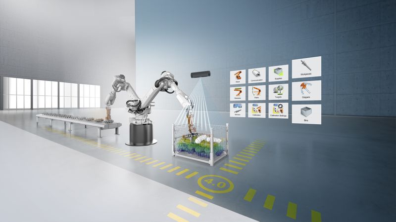 Das Technologiepaket LHRobotics.Vision ist eine intuitive Bin Picking-Lösung für das komplexe Zusammenspiel zwischen Software, Bilderkennungssystem, Roboter und Greiftechnik.(Bild:  Liebherr-Verzahntechnik)