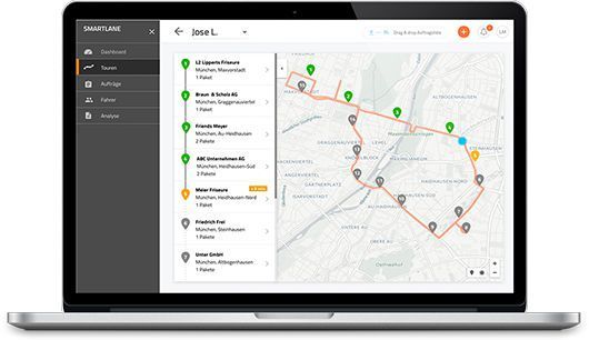 Die Software des Münchner Unternehmens Smartlane (www.smartlane.de) ermöglicht eine nachfragegesteuerte Touren- und Auftragsplanung. Mit der Verknüpfung von Transport-Management-Systemen und Echtzeitverkehrsdaten stößt Smartlane in eine Lücke, deren Schließen die Effizienz von Tourenplanungen sowohl für KEP-Dienste wie auch für Stückgut deutlich erhöhen dürfte. Neben der dynamischen Auftragsplanung und Tourenoptimierung sowie der engen Vernetzung mit den Fahrern über eine App, können auch die Kunden in Echtzeit über den Auftragsstatus und die Position der Lieferung informiert werden. (Smartlane)