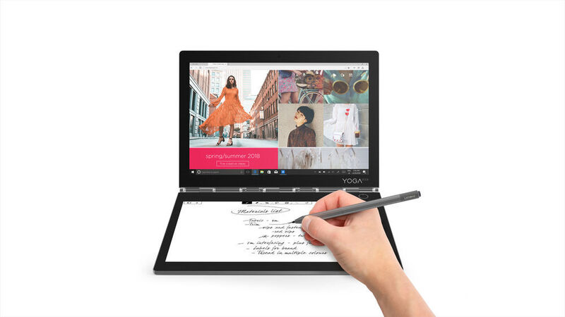 Der untere E-Ink-Screen mit Full-HD-Auflösung bein Yogabook C930 bietet ebenfalls eine Stifterkennung. Das IPS-Hauptdisplay liefert die QHD-Auflösung. (Lenovo)