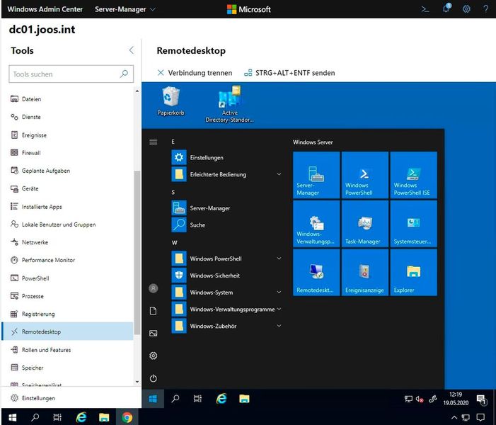 Remotedesktopverbindungen aus dem Browser starten mit dem Windows Admin Center. (Bild: Microsoft / Joos)