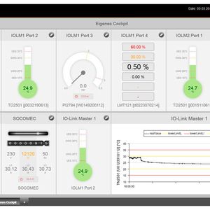 Das Cockpit des Linerecorder Smartobserver ist frei konfigurierbar; der Anwender hat so die für ihn wichtigen Daten im Blick.(Bild:  IFM Electronic)
