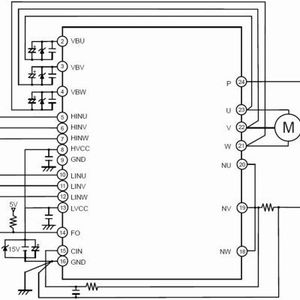 Bild 3: Einsatzbeispiel für elektrische Antriebe. Derzeit arbeitet ROHM an der Entwicklung der IPMs der 3. Generation mit miniaturisierten IGBTs, SiC-MOSFETs und hochgenauen Temperaturerfassungs-Funktionen.(Bild:  ROHM)