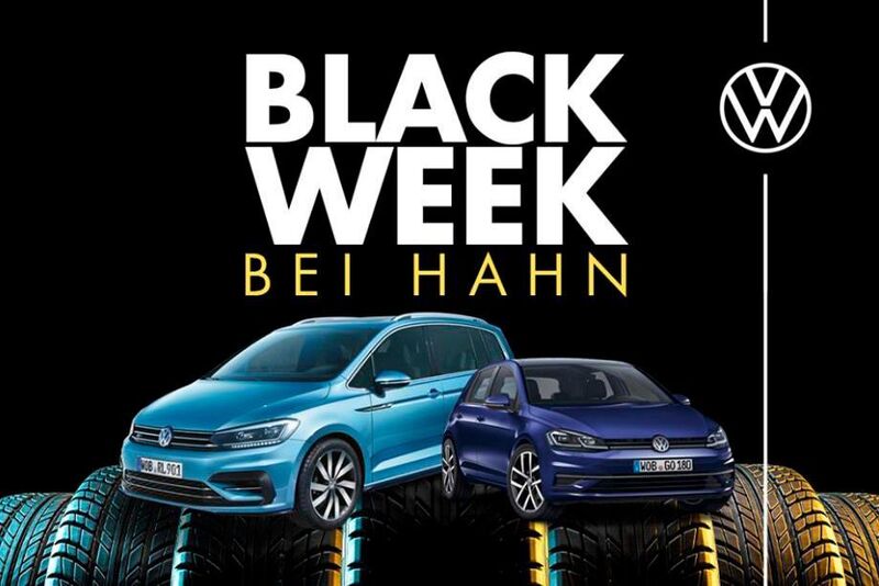 Die Hahn-Gruppe verkauft in der Black Week (vom 25. bis 30. November) VW-Modelle mit einem Preisnachlass bis zu 4.100 Euro. (Screenshot Hahn-Gruppe)