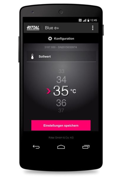 Mit der Rittal Blue e+ App lassen sich Kühlgeräte der Reihe Blue e+ mobil parametrieren und analysieren.  (Rittal)