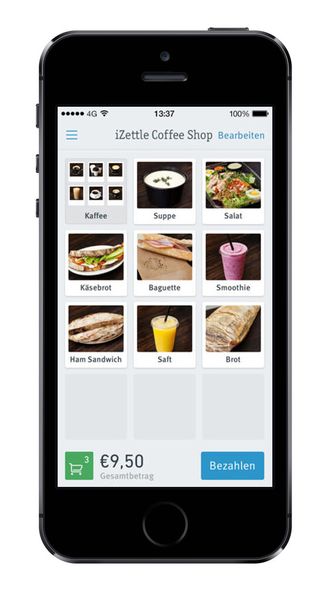Mobile-Payment-System iZettle: Kartenzahlung per Smartphone oder Tablet, Verwaltung von Artikeln und Transaktionen, Drucken oder Versenden von Quittungen. (Bild: Flyacts GmbH)