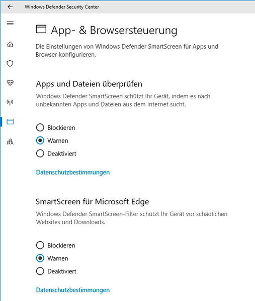 In der App- & Browsersteuerung kann Windows 10 umfassend vor gefährlichen Apps geschützt werden. Auch der Exploit-Schutz ist hier zu erreichen. (Th. Joos)