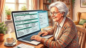 Hilfe zur Pflege: Eine digitale Antragshilfe unterstützt Angehörige bei dem komplexen Antragsprozess. (Bild: Gemini / KI-generiert)