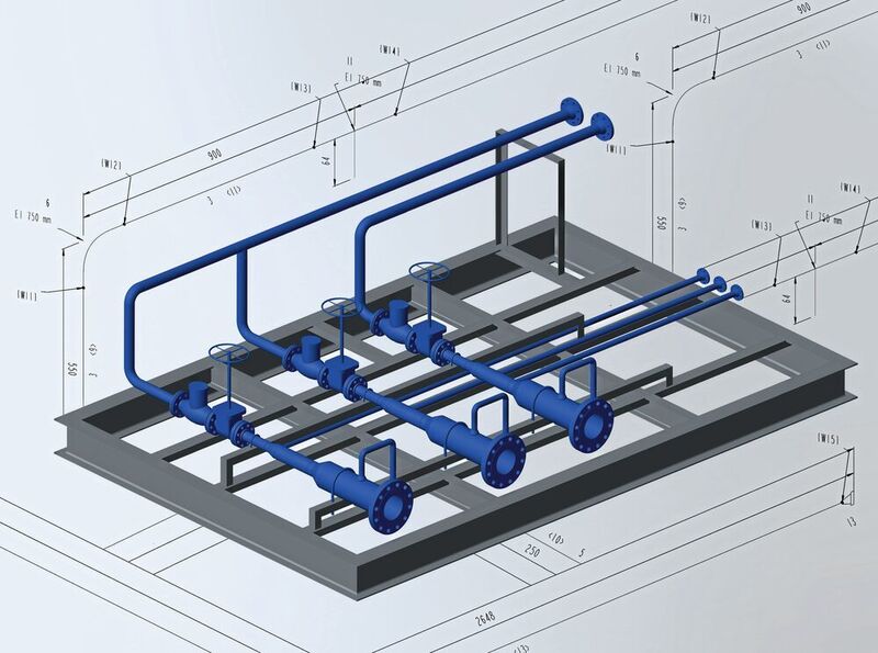 Mit dem Zusatzmodul M4 ISO können alle in der Creo Piping oder MPDS4 Planung enthaltenen Rohrleitungen per Knopfdruck in Rohrleitungsisometrien umgewandelt werden. (CAD-Schroer)