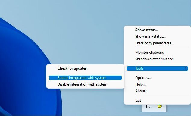 Die Explorer-Erweiterung von Copy Handler lässt sich ein- und ausschalten. (Joos/Copy Handler (Screenshot))