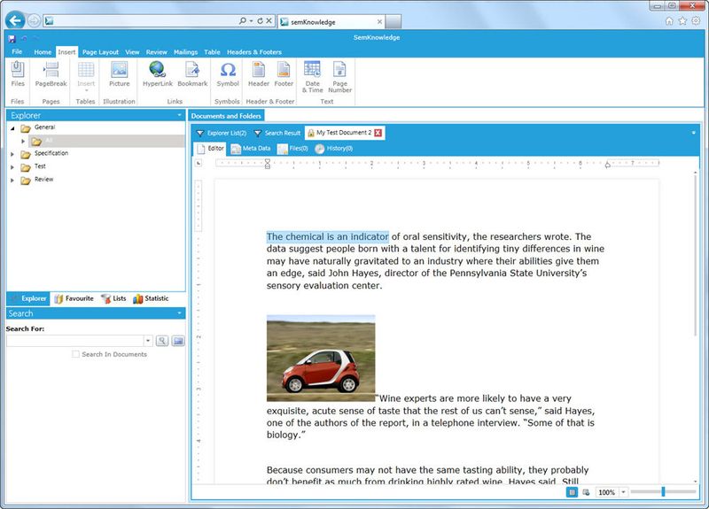 Die benutzerfreundliche, moderne Oberfläche von sem.Knowledge, die an Microsoft Word 2010 angelehnt wurde, soll effizientes Arbeiten ohne lange Einarbeitungsphasen gewährleisten. (Archiv: Vogel Business Media)