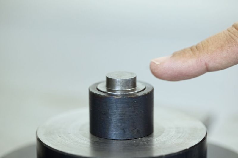 Der Nietprozess beim Radialnieten im Kaltumformverfahren. Der Nietstempel macht eine Rosettenbahn (hypozykloidale Bahn) um die Nietachse und führt hydraulisch gesteuert eine axiale Vorschubbewegung aus.  (Bild: Matthias Böhm)