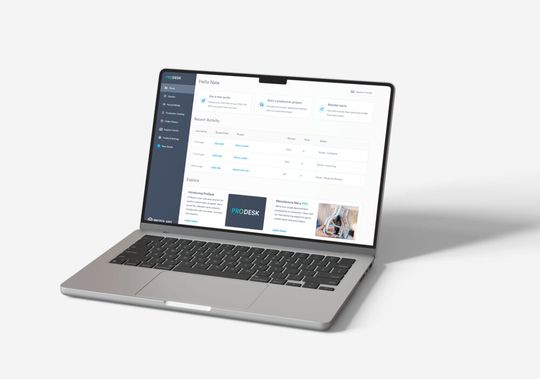 Prodesk von Protolabs ist eine browserbasierte Fertigungsressource für Prototyp- und Produktionsprojekte.(Bild:  Protolabs)