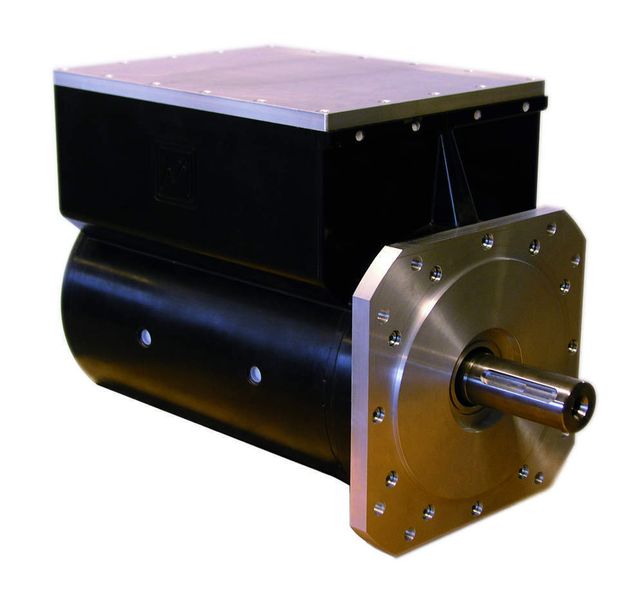 140 kW Mela-Maschine für hybride Antriebe:  Neben Batteriemanagementsystemen für Traktionsbatterien stellt Sensor-Technik Wiedemann auch elektronisch geregelte Antriebe mit besonders hoher Leistungsdichte her.  Bild: STW (Archiv: Vogel Business Media)