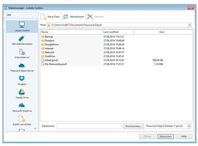Passwort Depot kann lokal installiert werden, das Server-Modul läuft innerhalb des Unternehmens. Nutzer können verschiedene Speicherorte für ihre Kennwörter wählen. (Passwort Depot)