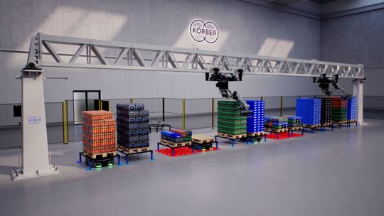Mit „MixPal“ für mittlere Durchsätze in Distributionszentren behebt Körber den arbeitsintensivsten Engpass im Lager.(Bild:  Körber)