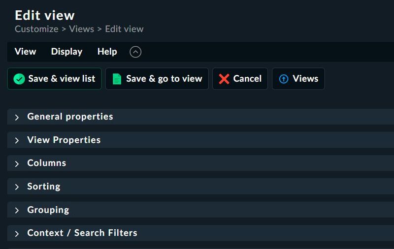 Abbildungen 10: View-Konfiguration in der Übersicht. (Bild: Lang | Checkmk)