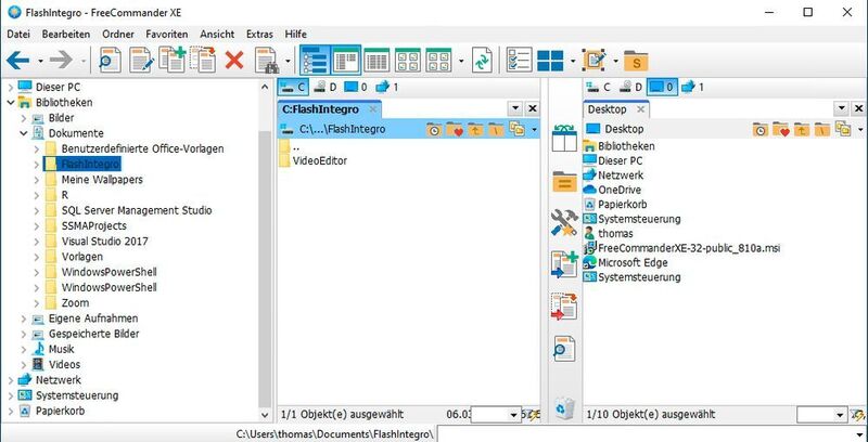 FreeCommander XE kann auch eine Baumstruktur zu den Fenstern mit einbinden.  (Joos/FreeCommander XE (Screenshot))